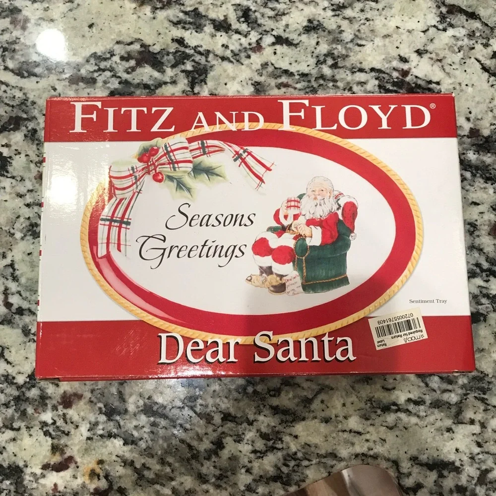 FITZ & FLOYD “Dear Santa” Sentiment Tray NIB